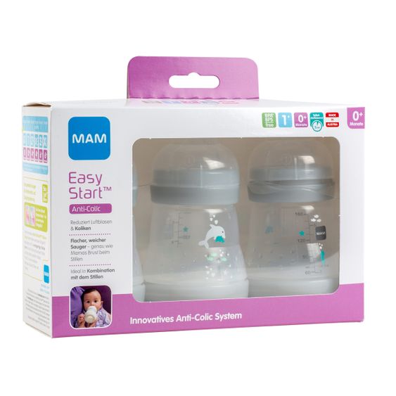MAM PP-Flasche 3er Pack Easy Start Anti-Colic 160 ml - Grau