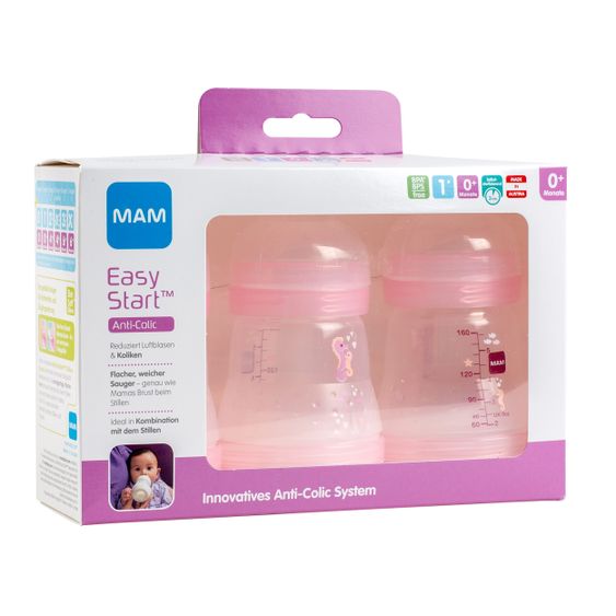 MAM PP-Flasche 3er Pack Easy Start Anti-Colic 160 ml - Rosa