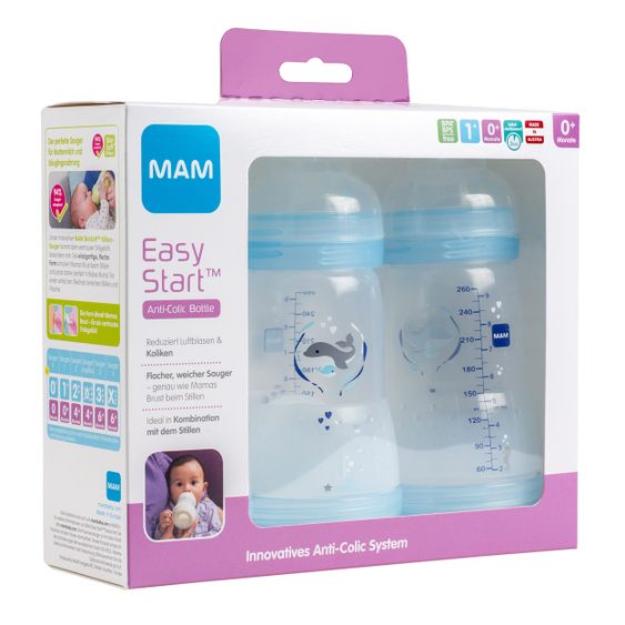 MAM PP-Flasche 3er Pack Easy Start Anti-Colic 260 ml - Blau