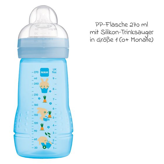 MAM Biberon in PP Easy Active 270 ml - Silicone Gr. 1 - Bunny