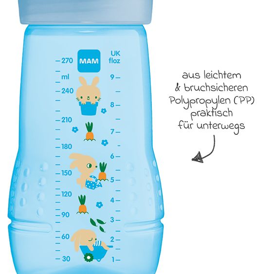 MAM Biberon in PP Easy Active 270 ml - Silicone Gr. 1 - Bunny