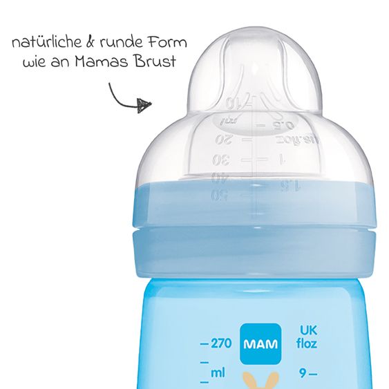 MAM Biberon in PP Easy Active 270 ml - Silicone Gr. 1 - Bunny