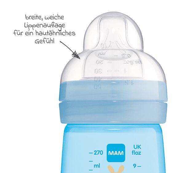 MAM Biberon in PP Easy Active 270 ml - Silicone Gr. 1 - Bunny