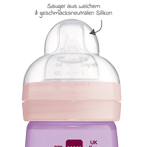 MAM PP-Flasche Easy Active Baby Bottle 270 ml - Silikon Gr. 1 - Katze & Schmetterling