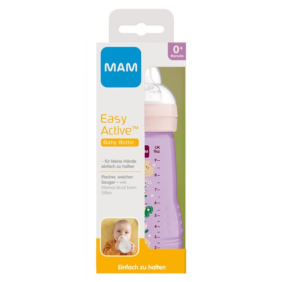 MAM PP-Flasche Easy Active Baby Bottle 270 ml - Silikon Gr. 1 - Katze & Schmetterling