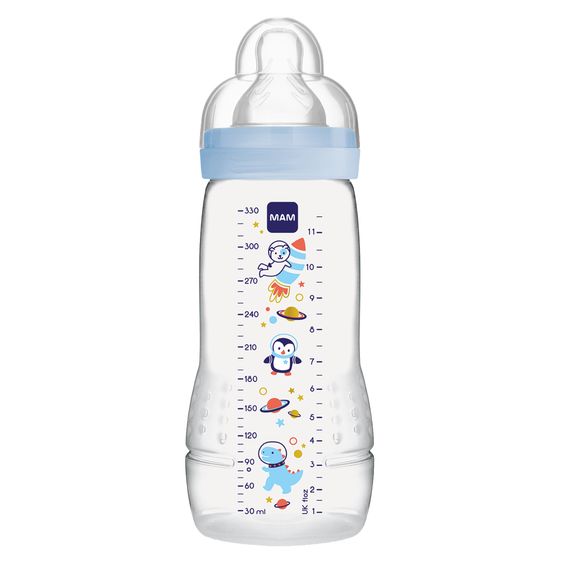 MAM PP-Flasche Easy Active Baby Bottle 330 ml - Silikon Gr. 2 - Weltall - Blau