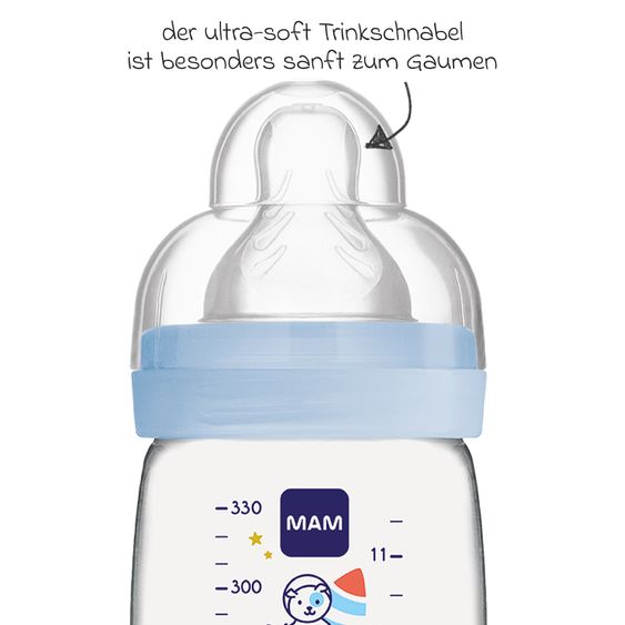 MAM PP-Flasche Easy Active Baby Bottle 330 ml - Silikon Gr. 2 - Weltall - Blau