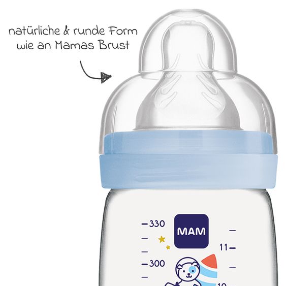 MAM PP-Flasche Easy Active Baby Bottle 330 ml - Silikon Gr. 2 - Weltall - Blau