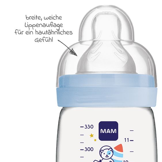 MAM PP-Flasche Easy Active Baby Bottle 330 ml - Silikon Gr. 2 - Weltall - Blau