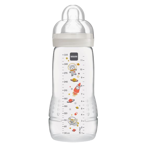 MAM PP-Flasche Easy Active Baby Bottle 330 ml - Silikon Gr. 2 - Weltall - Grau