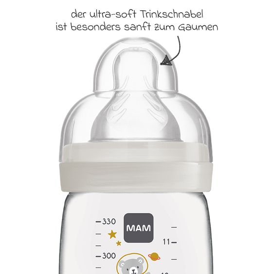MAM PP-Flasche Easy Active Baby Bottle 330 ml - Silikon Gr. 2 - Weltall - Grau
