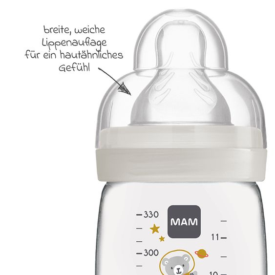 MAM PP-Flasche Easy Active Baby Bottle 330 ml - Silikon Gr. 2 - Weltall - Grau