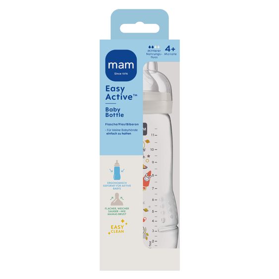 MAM PP-Flasche Easy Active Baby Bottle 330 ml - Silikon Gr. 2 - Weltall - Grau