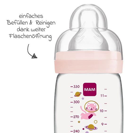 MAM PP Bottle Easy Active Biberon 330 ml - Silicone Gr. 2 - Universo - Rosa