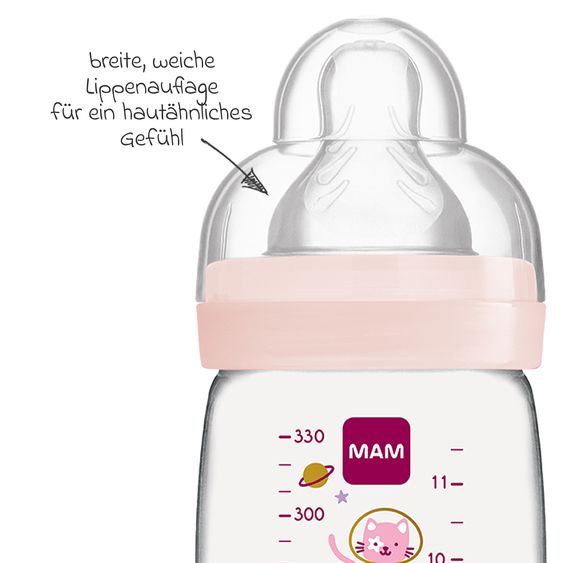 MAM PP-Flasche Easy Active Baby Bottle 330 ml - Silikon Gr. 2 - Weltall - Rosa