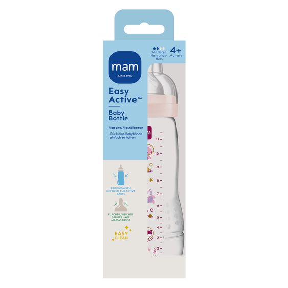 MAM PP-Flasche Easy Active Baby Bottle 330 ml - Silikon Gr. 2 - Weltall - Rosa