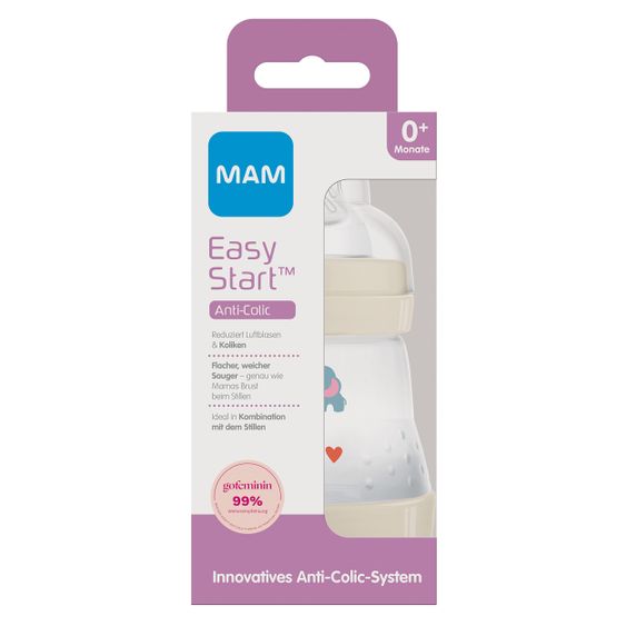 MAM PP bottle Easy Start Anti-Colic 160 ml + silicone teat size 1 - elephant
