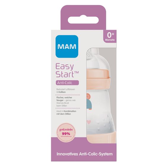 MAM PP-Flasche Easy Start Anti-Colic 160 ml + Silikon-Sauger Gr. 1 - Schildkröte