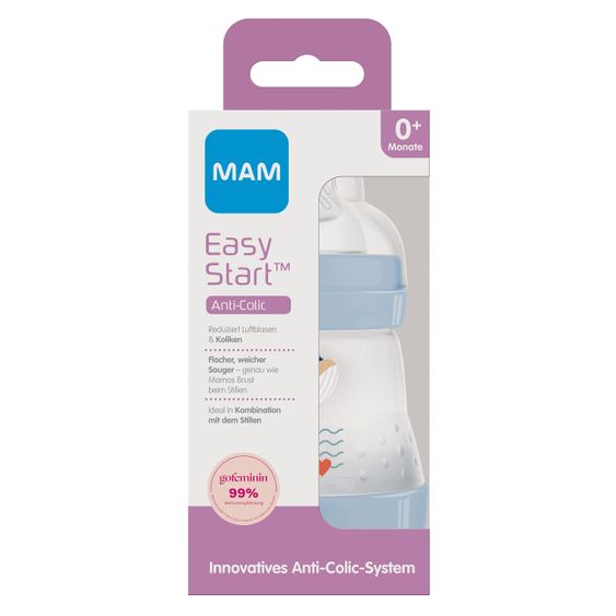 MAM PP-Flasche Easy Start Anti-Colic 160 ml + Silikon-Sauger Gr. 1 - Wal
