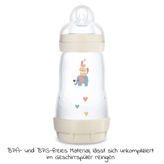 MAM PP-Flasche Easy Start Anti-Colic 260 ml + Silikon-Sauger Gr. 1 - Elefant