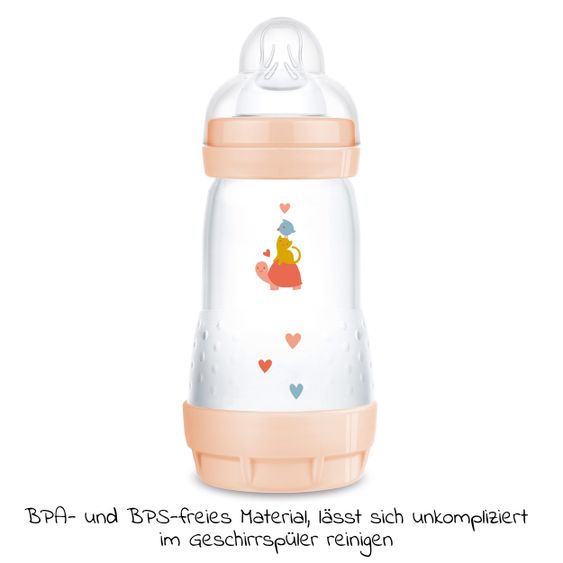 MAM PP-Flasche Easy Start Anti-Colic 260 ml + Silikon-Sauger Gr. 1 - Schildkröte