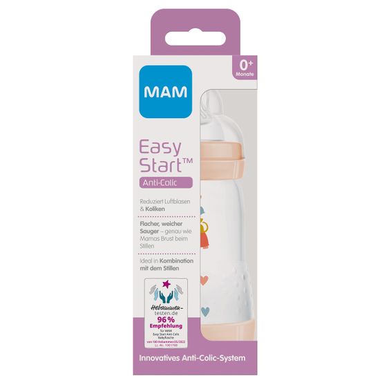 MAM PP-Flasche Easy Start Anti-Colic 260 ml + Silikon-Sauger Gr. 1 - Schildkröte