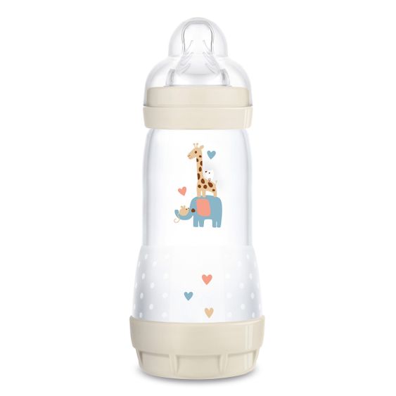 MAM PP-Flasche Easy Start Anti-Colic 320 ml + Silikon-Sauger Gr. 2 - Elefant & Giraffe