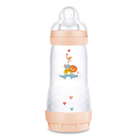 MAM Bottiglia in PP Easy Start Anti-Colic 320 ml + tettarella in silicone misura 2 - coccodrillo e leone