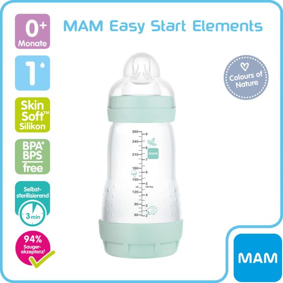 MAM PP-Flasche Easy Start Anti-Colic Elements 260 ml - Waschbär