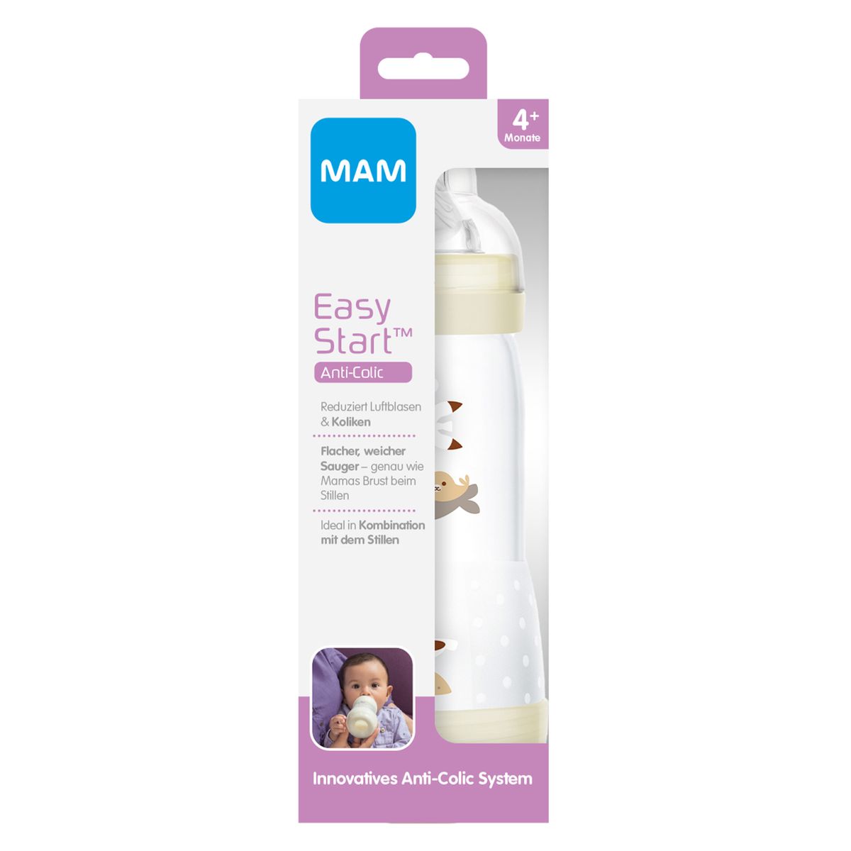 MAM PP-Flasche Easy Start Anti-Kolik 320 ml - Silikon Gr. 2 - Robbe