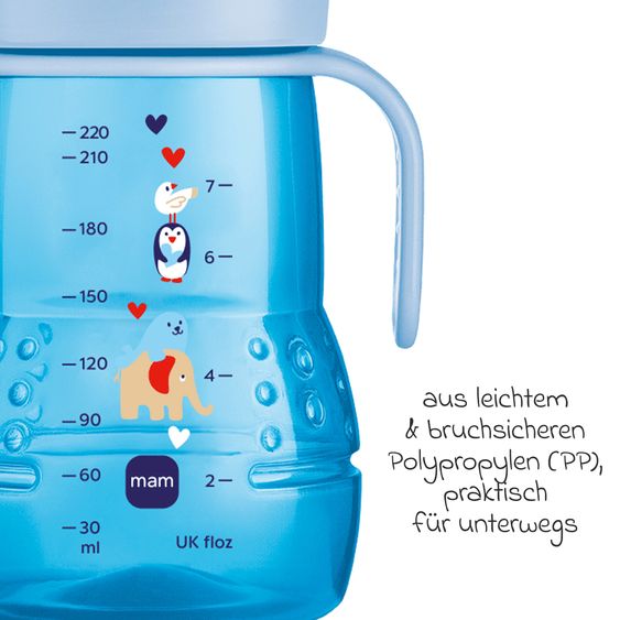 MAM PP-Flasche Trainer + 220 ml - Blau