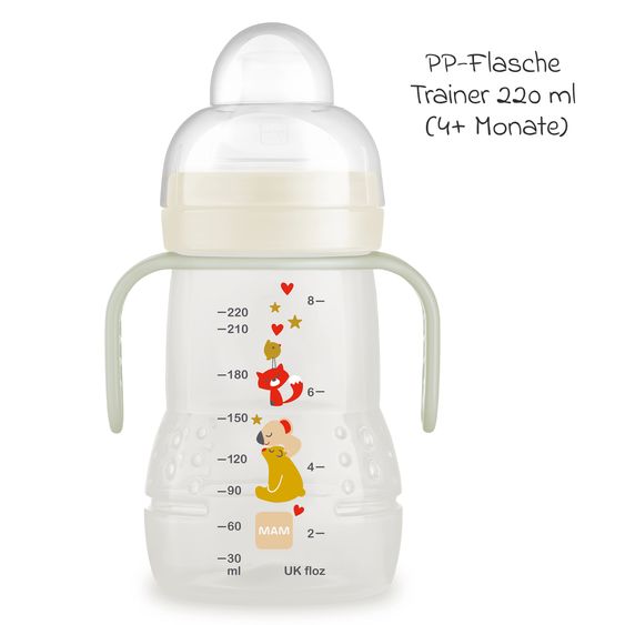 MAM PP-Flasche Trainer + Night 220 ml - Beige