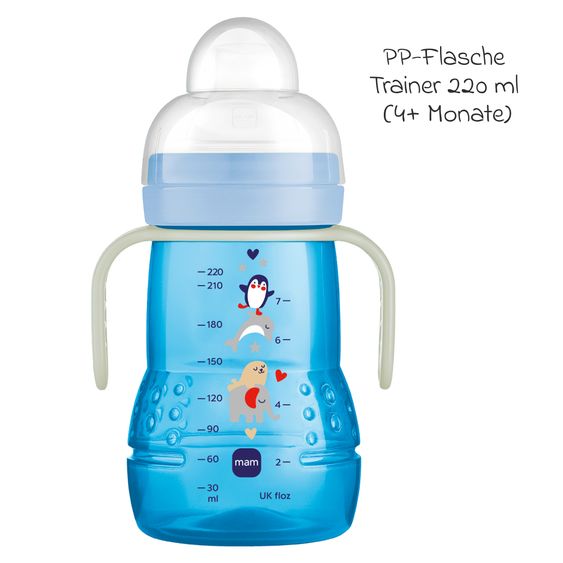 MAM PP-Flasche Trainer + Night 220 ml - Blau