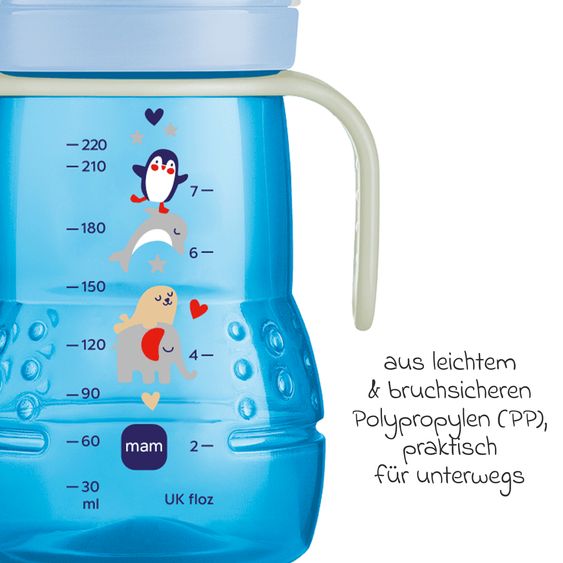 MAM Bottiglia in PP Trainer + Night 220 ml - Blu