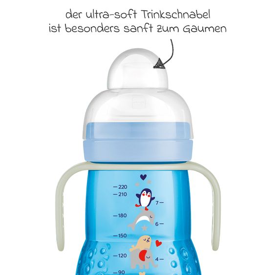 MAM Bottiglia in PP Trainer + Night 220 ml - Blu