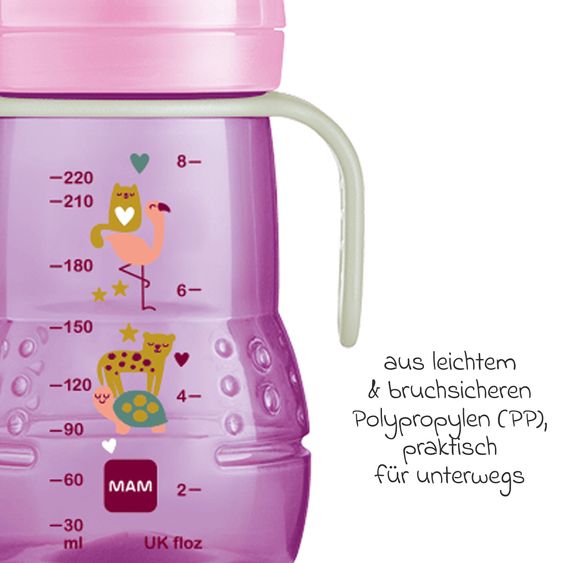 MAM PP bottle Trainer + Night 220 ml - Purple & Pink