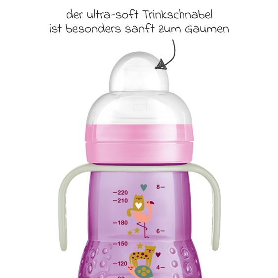 MAM PP bottle Trainer + Night 220 ml - Purple & Pink