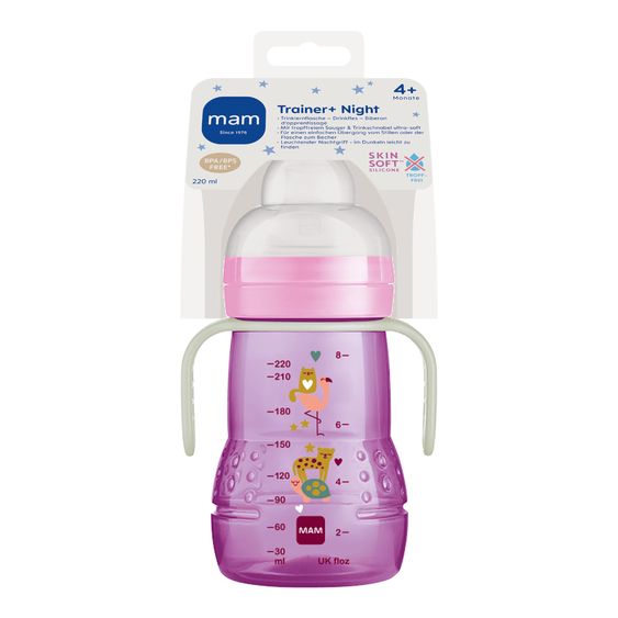 MAM PP bottle Trainer + Night 220 ml - Purple & Pink