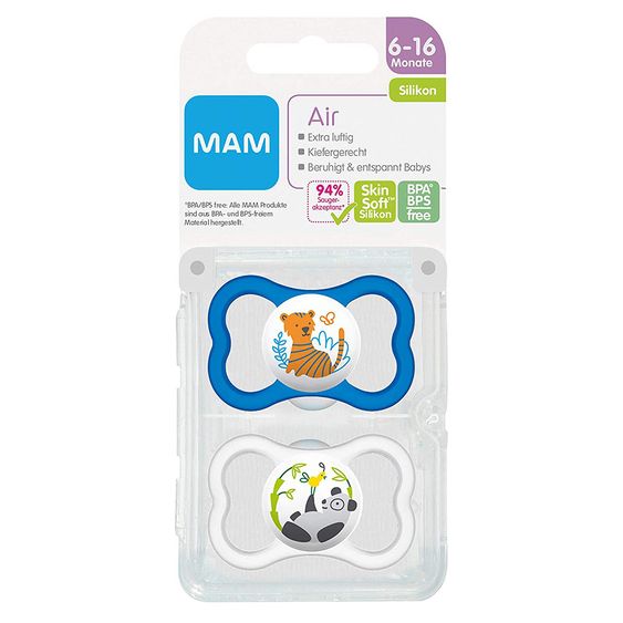 MAM Schnuller 2er Pack Air - Silikon 6-16 M - Tiger & Panda