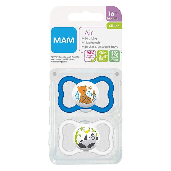 MAM Schnuller 2er Pack Air - Silikon ab 16 M - Tiger & Panda