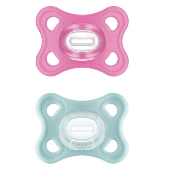 MAM Schnuller 2er Pack Comfort - Silikon 0-6 M - Rosa Grün