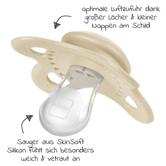 MAM Schnuller 2er Pack Original Elements - Silikon 0-6 M - Beige Mint