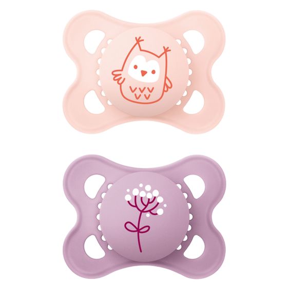 MAM Schnuller 2er Pack Original Elements - Silikon 0-6 M - Eule & Blume