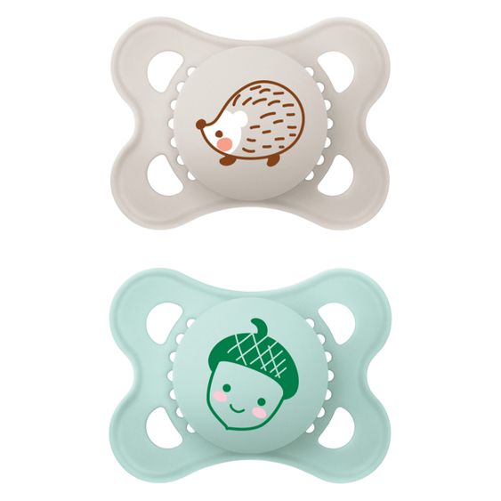 MAM Schnuller 2er Pack Original Elements - Silikon 0-6 M - Igel & Eichel