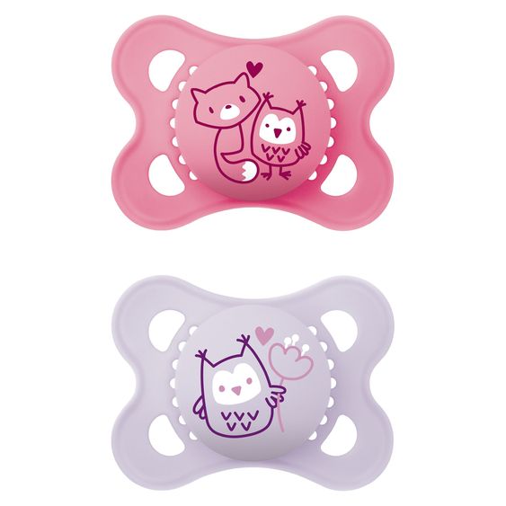 MAM Schnuller 2er Pack Original - Naturkautschuk 0-6 M - Fuchs & Eule