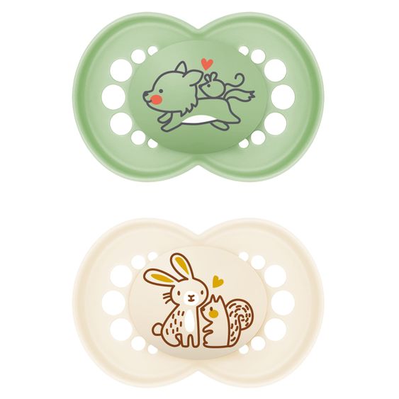 MAM Schnuller 2er Pack Original - Naturkautschuk 6-16 M - Wolf & Hase
