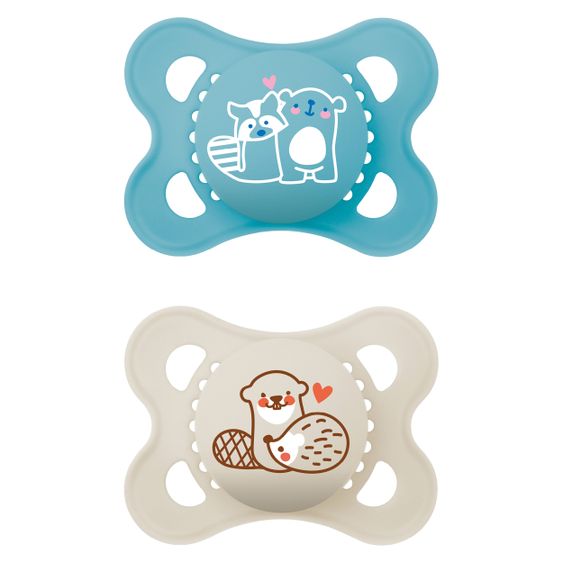 MAM Schnuller 2er Pack Original Pure - Silikon 0-6 M - Bär & Otter