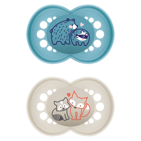 MAM Pacifier 2 Pack Original Pure - Silicone from 16 M - Bear & Fox