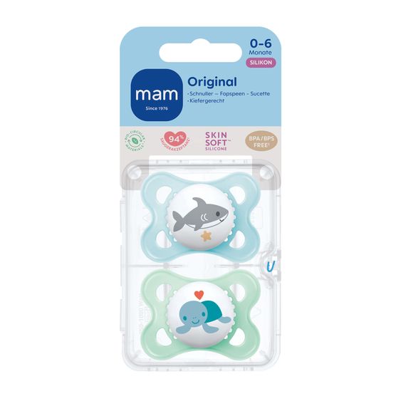 MAM Pacifier 2-pack Original - Silicone 0-6 M - Blue