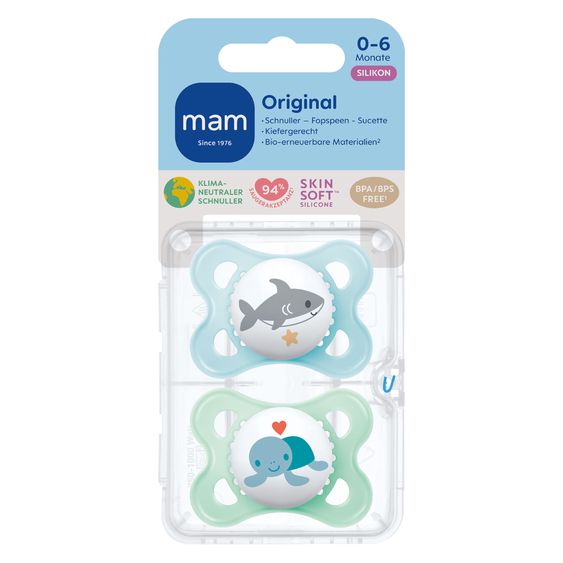 MAM Schnuller 2er Pack Original - Silikon 0-6 M - Blau